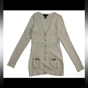 White House Black Market Women’s Beige Glitter Sweater Top Long Sleeve Size XS